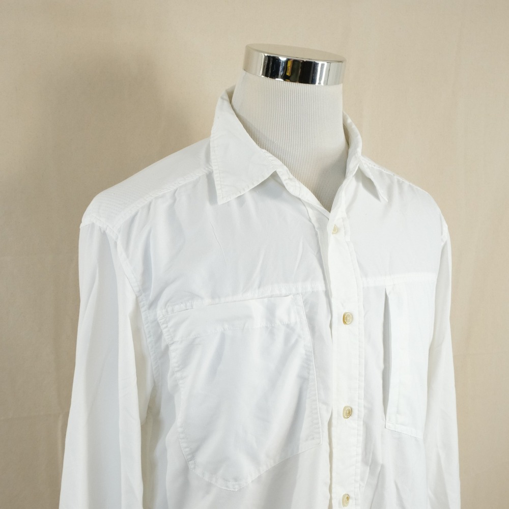 ExOfficio Large Vented Button Front Shirt White Fishing Outdoors Nylon Blend